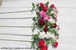 3 Heads Velvet Clothes Rose Wholesale Artificial Flower for Weddings